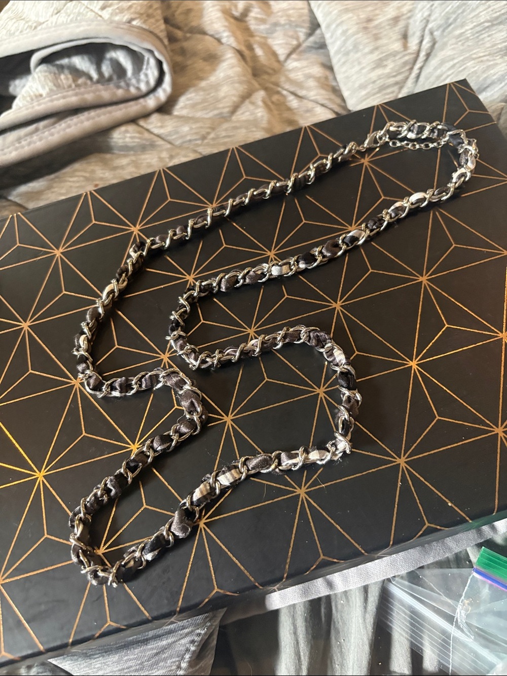 Woven Chain Belt - Black and Silver
